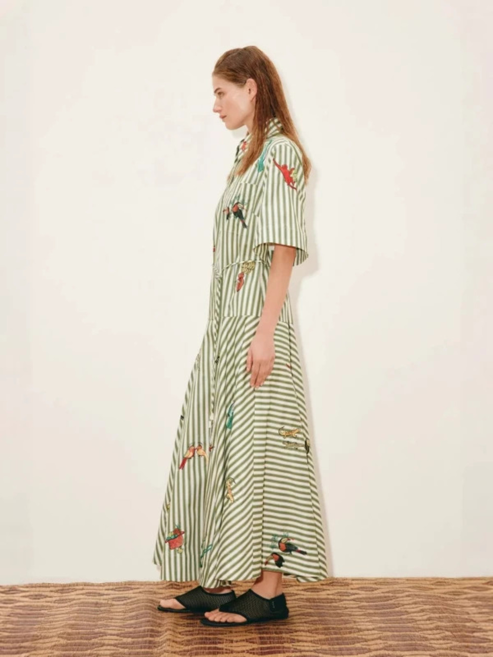 ZARA Casual Linen Shirt Collar Cardigan Long Dress